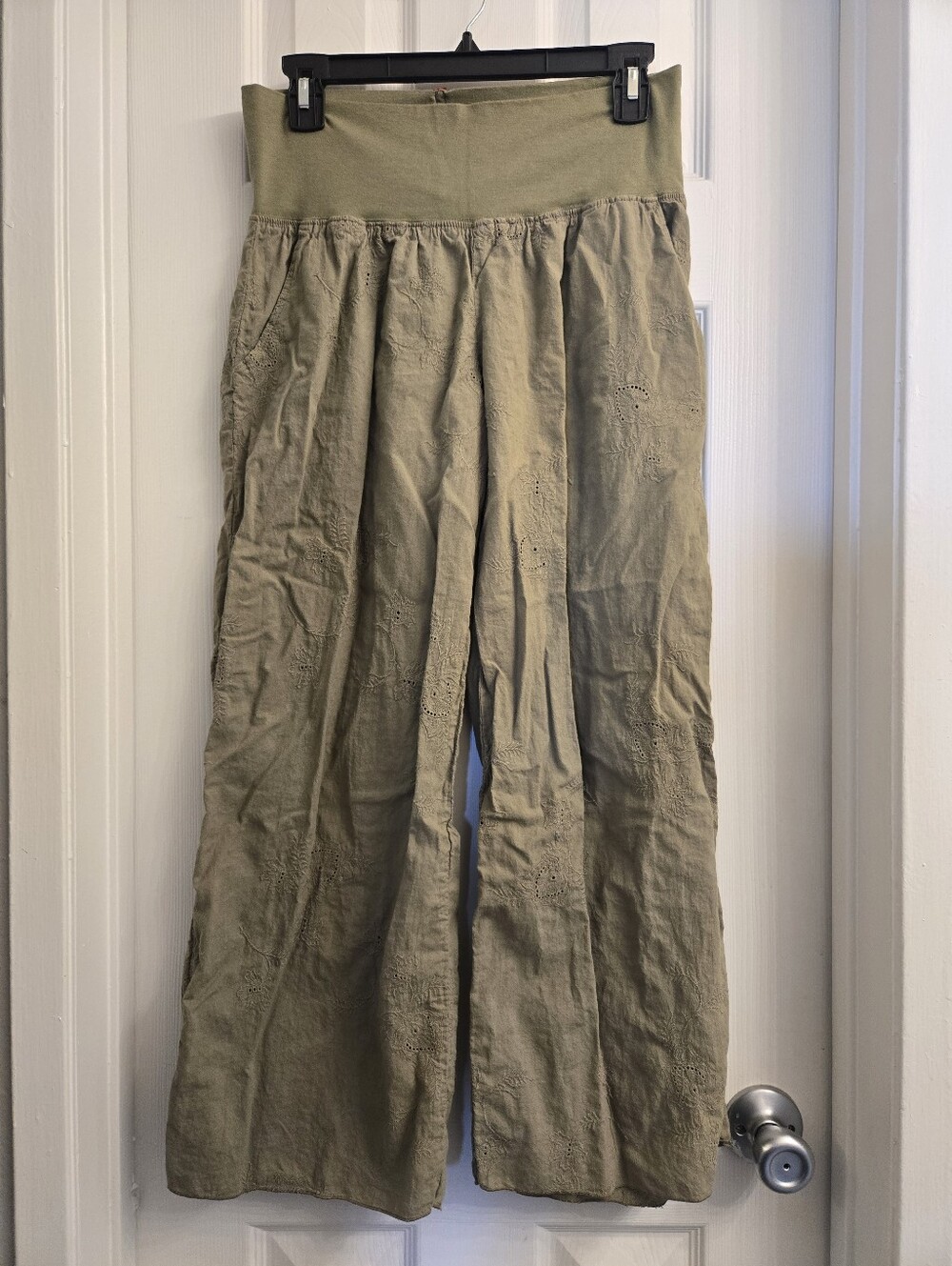 Hard Tail Forever Olive Green Wide Leg Pants with Elastic Waistband